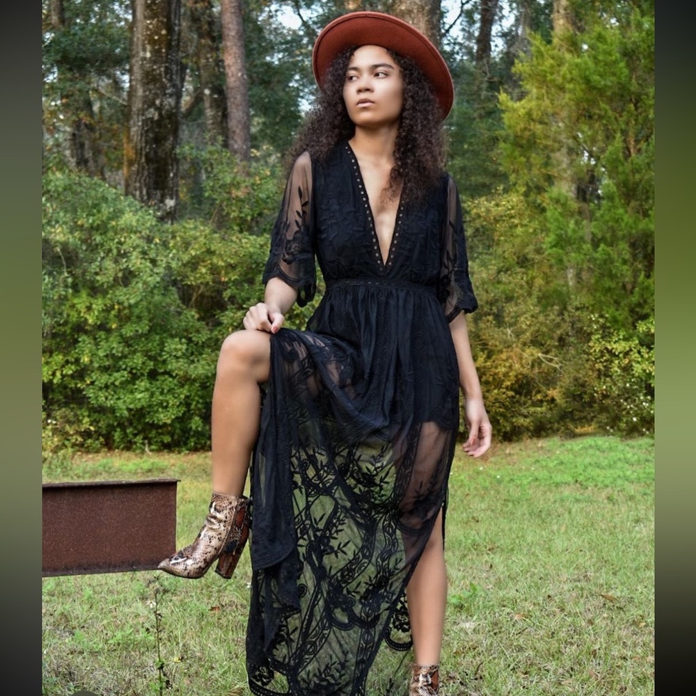 Wild Honey Black Lace Dress